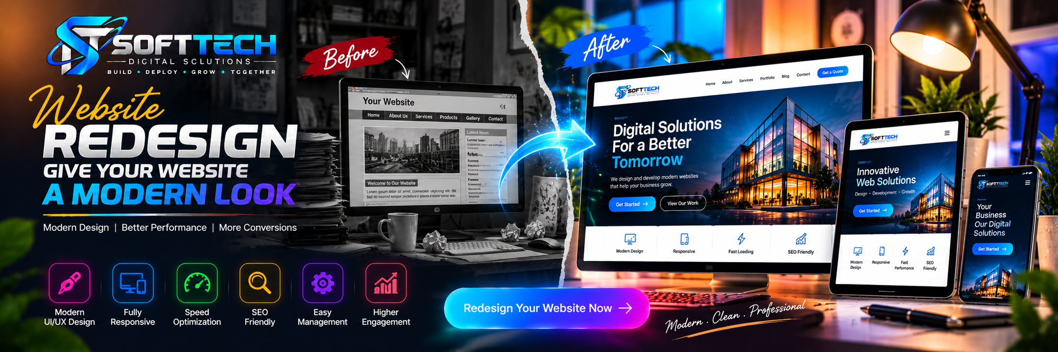 SoftTech website redesign service